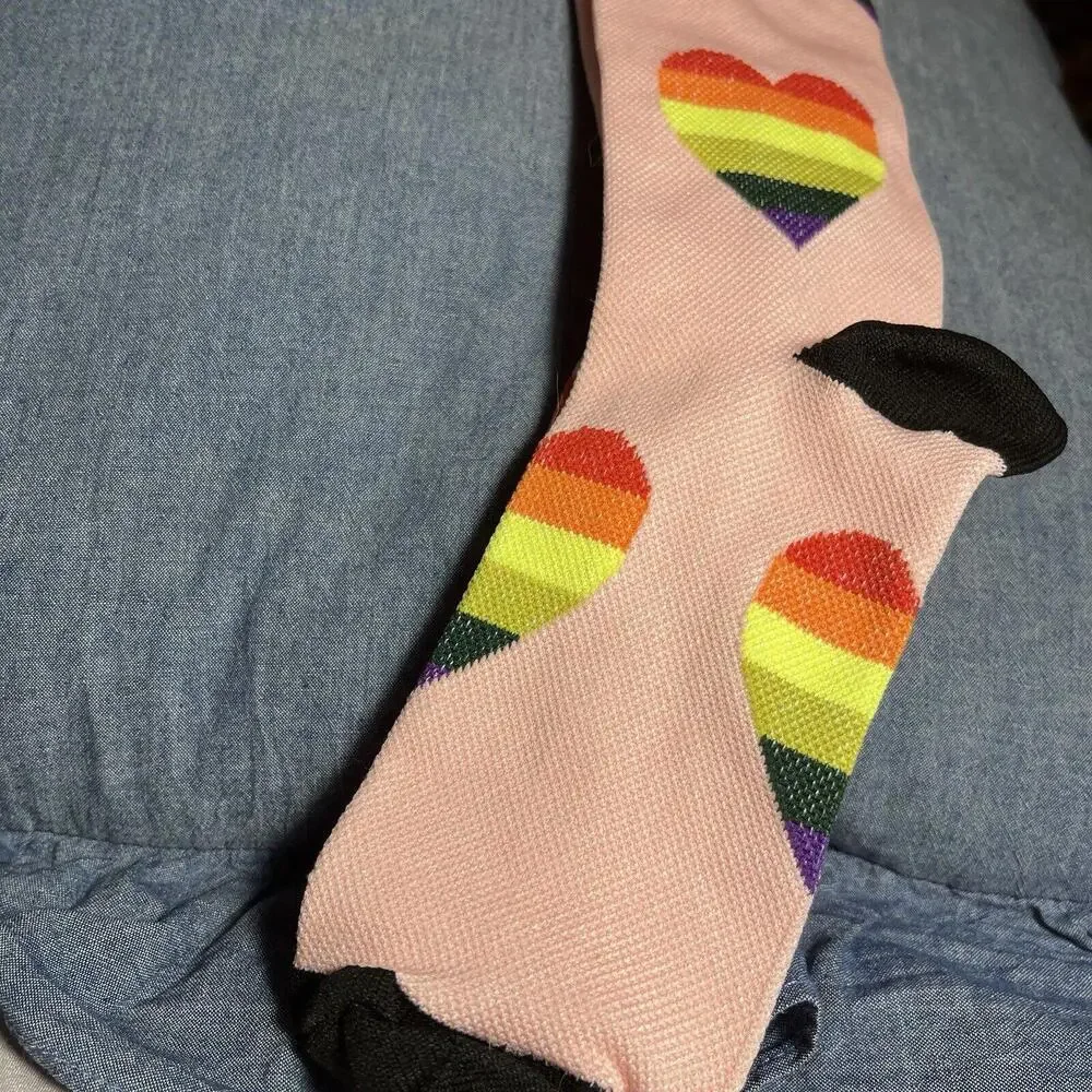 Pink Socks With Hearts Compression Socks Stockings Knee High Small
